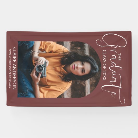 Afwstuderen Gebogen Foto Afstuderen Spandoek (Horizontaal)