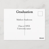 Afwstuderen naam klas van 20XX universiteitsnaam s Briefkaart (Achterkant)