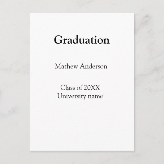 Afwstuderen naam klas van 20XX universiteitsnaam s Briefkaart (Voorkant)