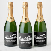 Afwstuderen Zwart en Wit Typografie Afstuderen Sparkling Wijnetiket (Flessen)