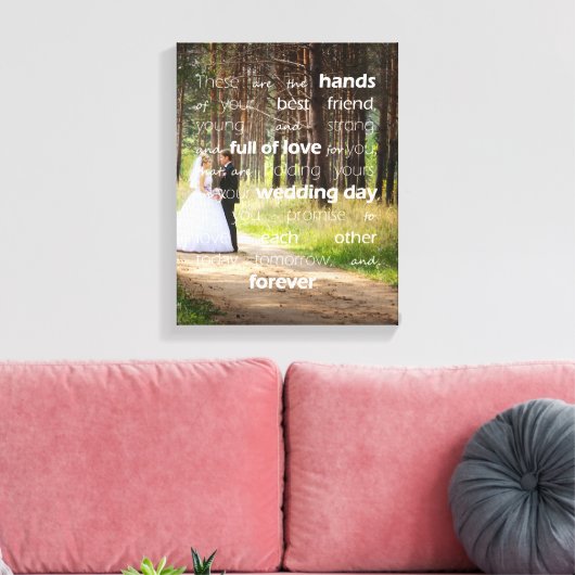 Afzegeling van de aangepaste foto van Hands Weddin Canvas Afdruk (Insitu (Woonkamer))