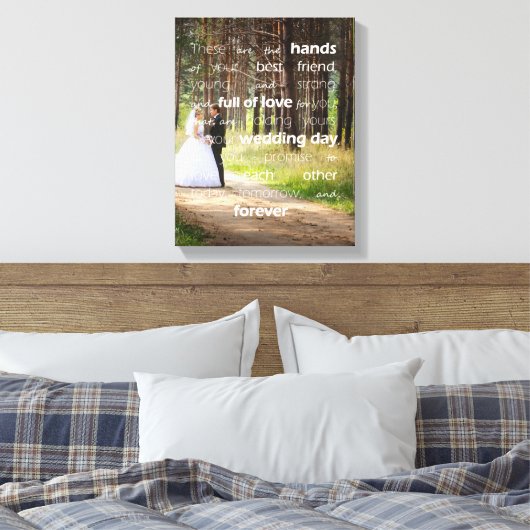 Afzegeling van de aangepaste foto van Hands Weddin Canvas Afdruk (Insitu (Slaapkamer))