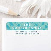 AFZENDER ADRES modern kruisluik patroon mint blauw Etiket (Insitu)