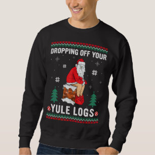 Afzetten van uw Yule Logs Grappige Santa Chimney C Trui