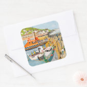 Afzinking van de reddingsboot in Mousehole Vierkante Sticker (Envelop)