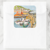 Afzinking van de reddingsboot in Mousehole Vierkante Sticker (Tas)