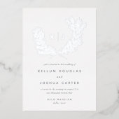 Afzonderlijk Monogram Wedding Silver Folie Uitnodiging (Voorkant)