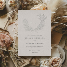 Afzonderlijk Monogram Wedding Silver Folie Uitnodiging