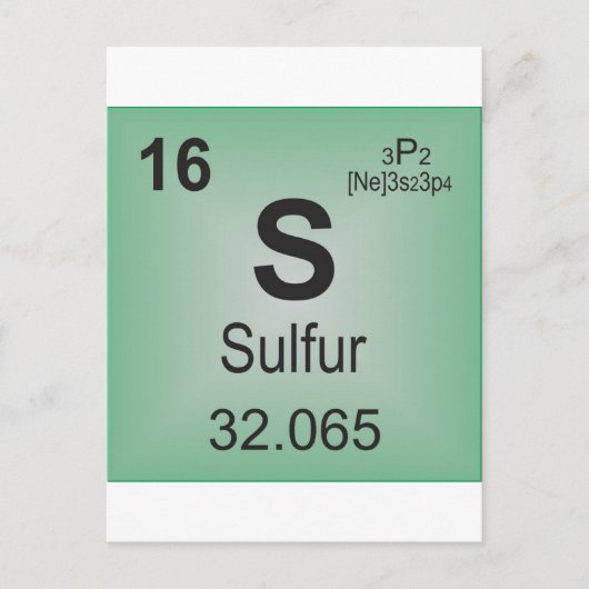 Afzonderlijk zwavelelement van de periodieke tabel briefkaart (Voorkant)