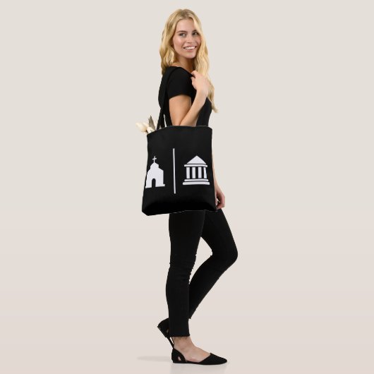 Afzonderlijke kerk en staat tote bag (Op model)