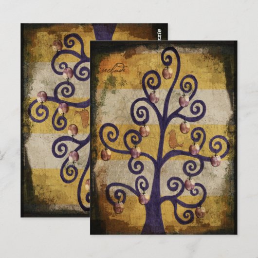 Afzonderlijke vogel in een boom Art Designer Illus Briefkaart (Voorkant / Achterkant)