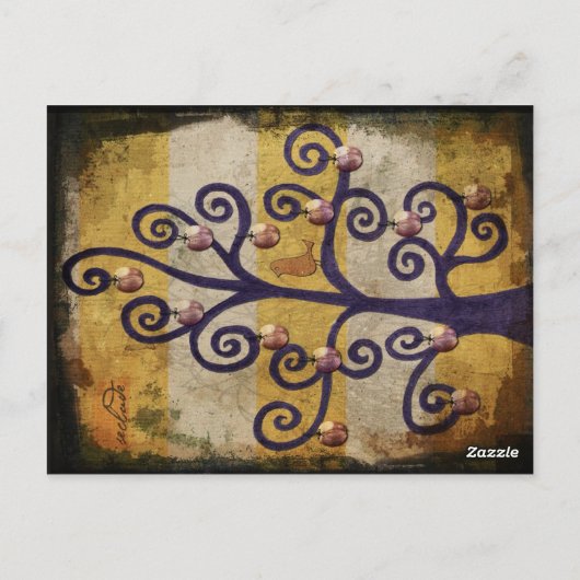 Afzonderlijke vogel in een boom Art Designer Illus Briefkaart (Achterkant)