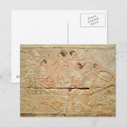 Afzonderlijke weergave van mannen in een boot briefkaart (Voorkant / Achterkant)