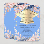 Afzuigkap, bloemen Licht Blauw Afstuderen Kaart (Voorkant / Achterkant)