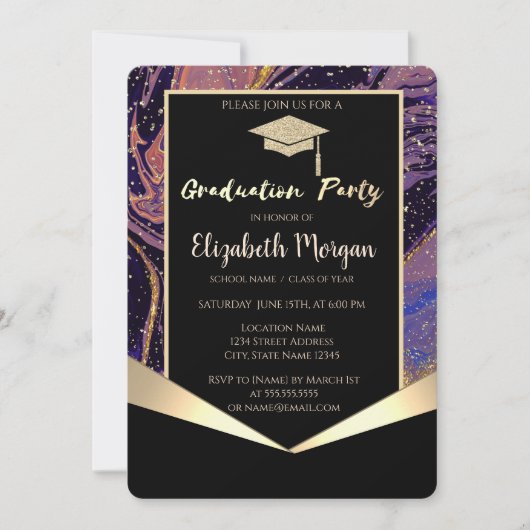 Afzuigkap, Confetti Stone Marble Afstuderen Kaart (Voorkant)