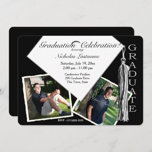 Afzuigkap en tassel met foto's kaart (Voorkant / Achterkant)