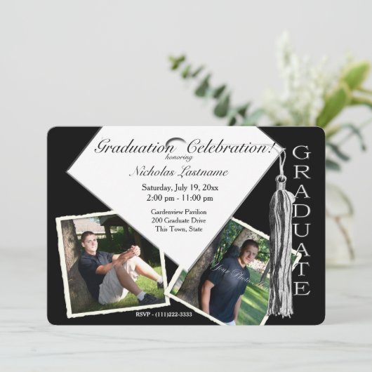 Afzuigkap en tassel met foto's kaart (Staand voorkant)