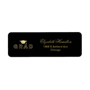 Afzuigkap Faux Foil Gold Elegant Afstudeerder Etiket