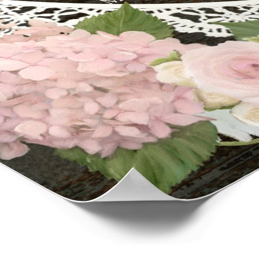 Afzuigkap Hydrangea Donkere houten kant Poster (Hoek)