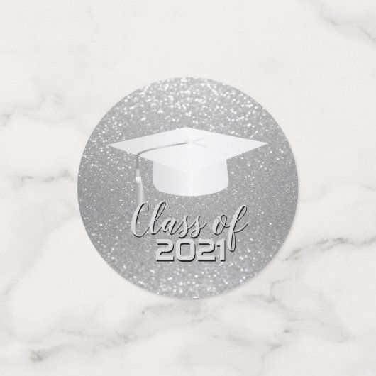 Afzuigkap - Klasse van 20XX - Zilveren glitter Confetti (Kleine voorkant)