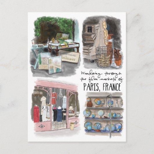 Afzwerven van de Flea Markets van Parijs - Briefka Briefkaart (Voorkant)