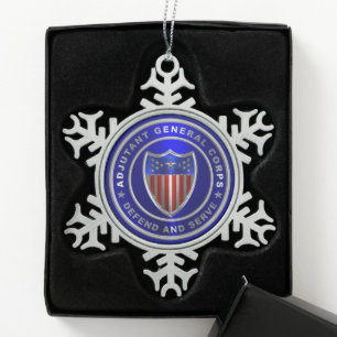 AG Adjutant General Corps Tin Sneeuwvlok Ornament