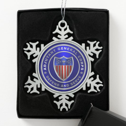 AG Adjutant General Corps Tin Sneeuwvlok Ornament (Kistje)