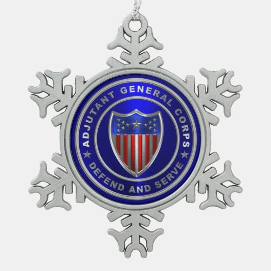 AG Adjutant General Corps Tin Sneeuwvlok Ornament (Voorkant)