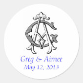 AG  Monogram Bruiloft Sticker (Voorkant)