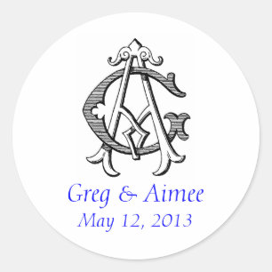 AG  Monogram Bruiloft Sticker
