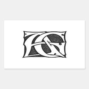 AG Monogram - Initialen AG in Gothic Style Letters Rechthoekige Sticker