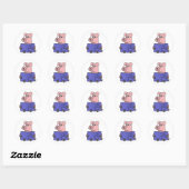 AG- Pig Reading Hoe te vliegen Boek Ronde Sticker (Vel)