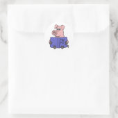 AG- Pig Reading Hoe te vliegen Boek Ronde Sticker (Tas)