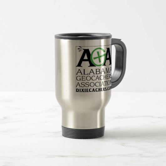 AGA Alabama Geocachers Association Travel Mug Reisbeker (Voorkant rechts)
