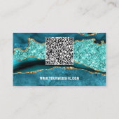 Agaat Aqua Blue Turquoise QR Code Visitekaartje (Achterkant)