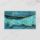 Agaat Aqua Blue Turquoise QR Code Visitekaartje (Voorkant)