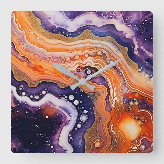 Agaat Art Wall Clock Vierkante Klok (Voorkant)
