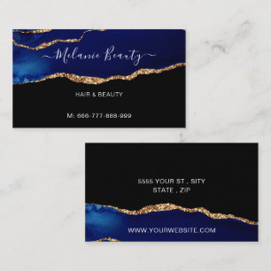 Agaat Blauw Goud Custom Visitekaartje Haarschoonhe
