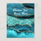 Agaat Blauwgroen Blauw Goud Aqua Turquoise Aangepa Flyer (Voorkant)