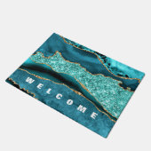 Agaat Blauwgroen Blauw Goud Aqua Turquoise Deurmat (Schuin)
