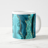 Agaat Blauwgroen Blauw Goud Aqua Turquoise Koffie  Grote Koffiekop (Voorkant rechts)