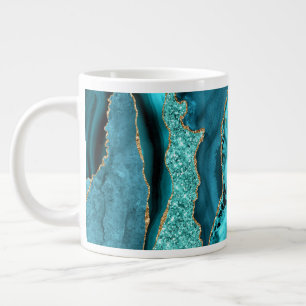 Agaat Blauwgroen Blauw Goud Aqua Turquoise Koffie  Grote Koffiekop