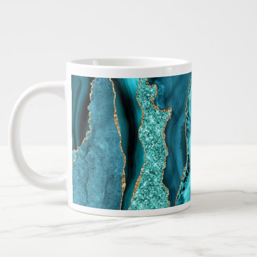 Agaat Blauwgroen Blauw Goud Aqua Turquoise Koffie  Grote Koffiekop (Links)