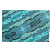 Agaat Blauwgroen Blauw Goud Aqua Turquoise Kussen Kussensloop (Achterkant)