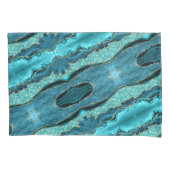 Agaat Blauwgroen Blauw Goud Aqua Turquoise Kussen Kussensloop (Voorkant)