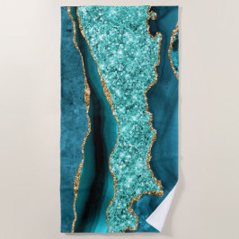 Agaat Blauwgroen Blauw Goud Aqua Turquoise Strandl Strandlaken