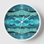 Agaat Blauwgroen Blauw Goud Aqua Turquoise Wandklo (Voorkant)
