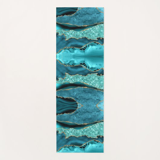 Agaat Blauwgroen Blauw Goud Aqua Turquoise Yoga Ma Yogamat (Voorkant)