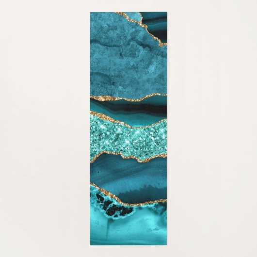 Agaat Blauwgroen Blauw Goud Aqua Turquoise Yoga Ma Yogamat (Achterkant)