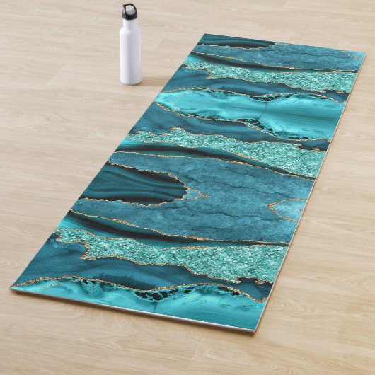 Agaat Blauwgroen Blauw Goud Aqua Turquoise Yoga Ma Yogamat (In situ)